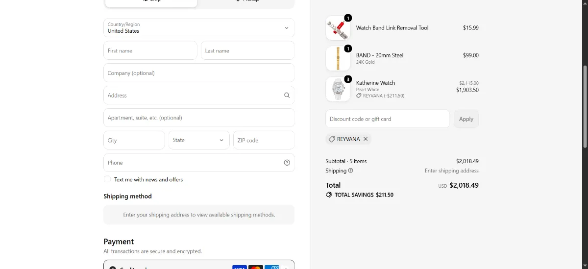 The Abingdon Co checkout, with the discount code box