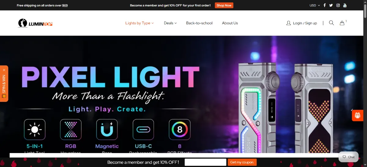 The Lumintop home page