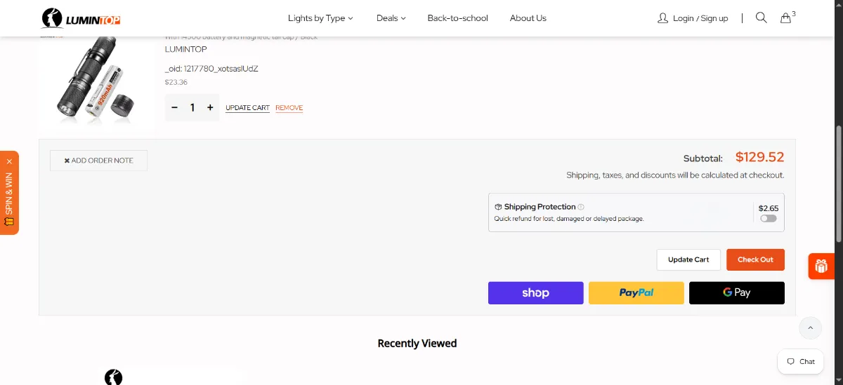 The Lumintop cart