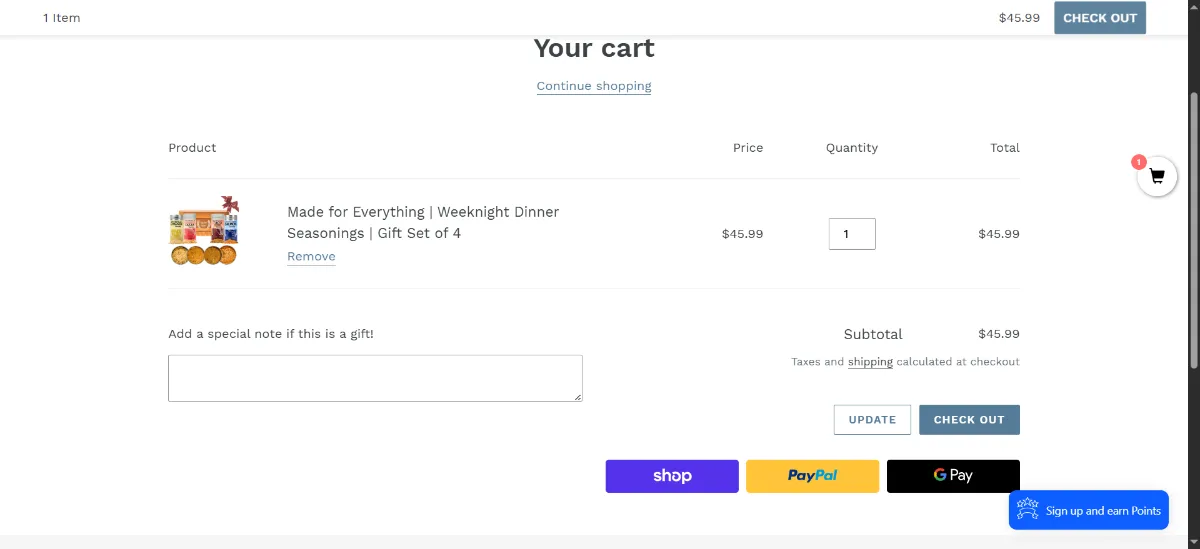 The Gustus Vitae cart