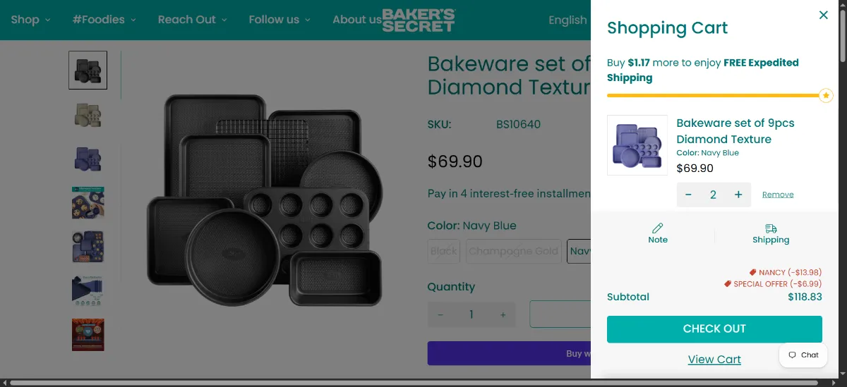 The Baker's Secret cart