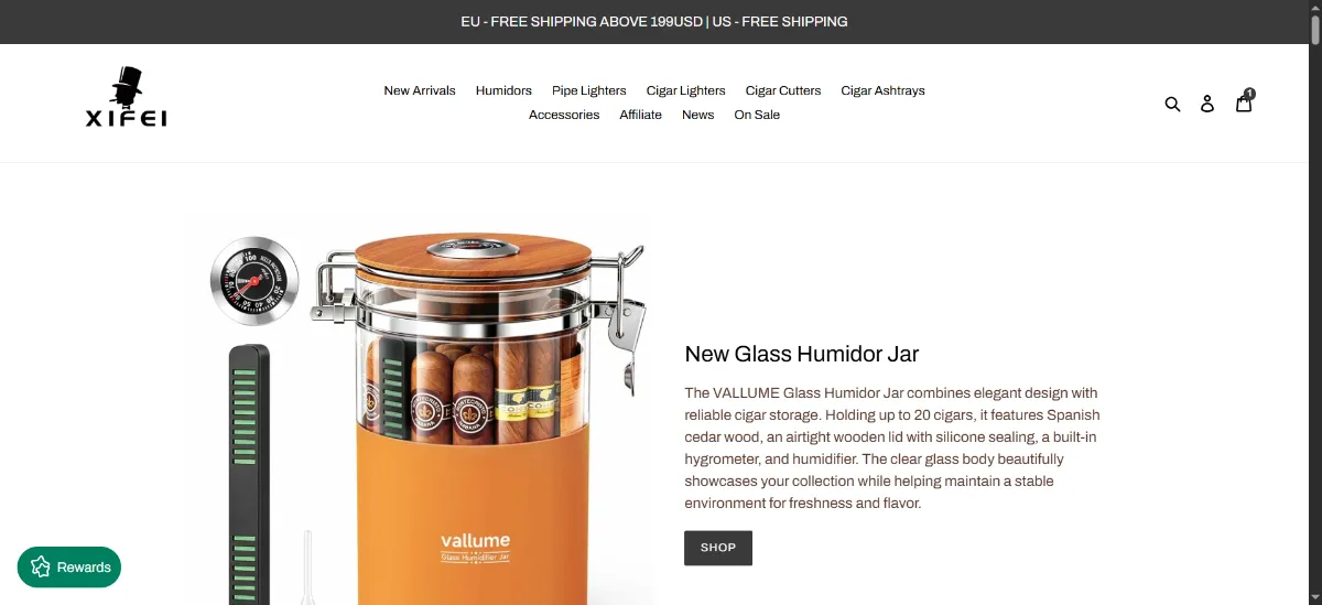 The XIFEI CIGAR ACCESSORIES home page