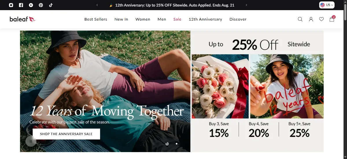 The Baleaf Sports home page