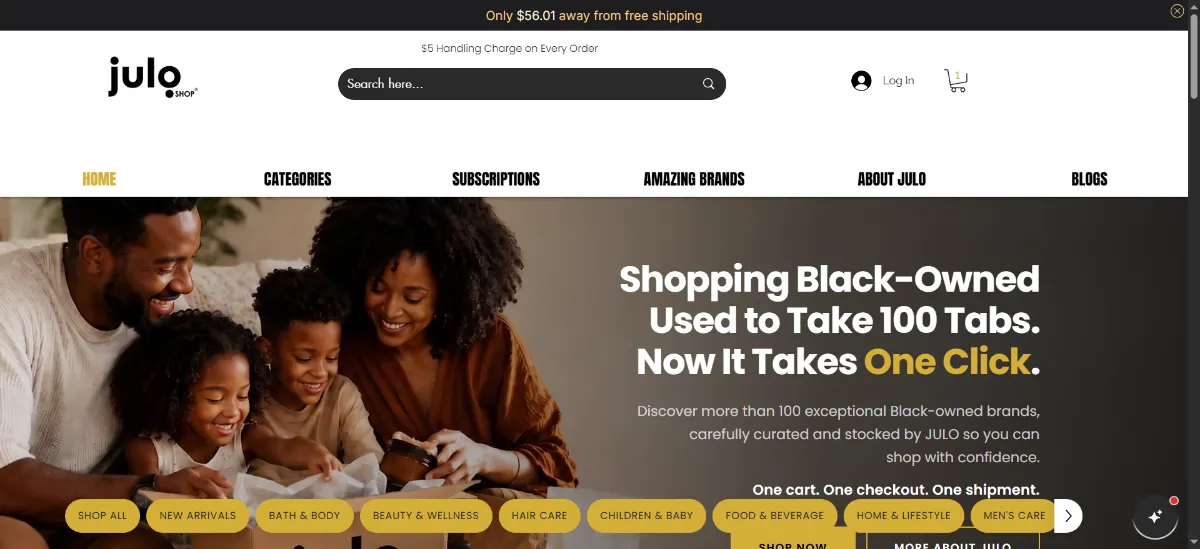 The Julo Shop home page