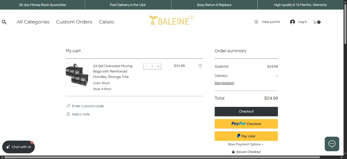 The Baleine Shop cart