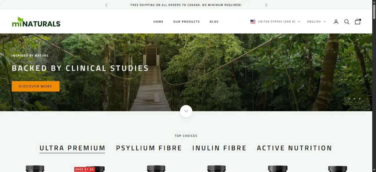 The Minaturals Nutrition home page