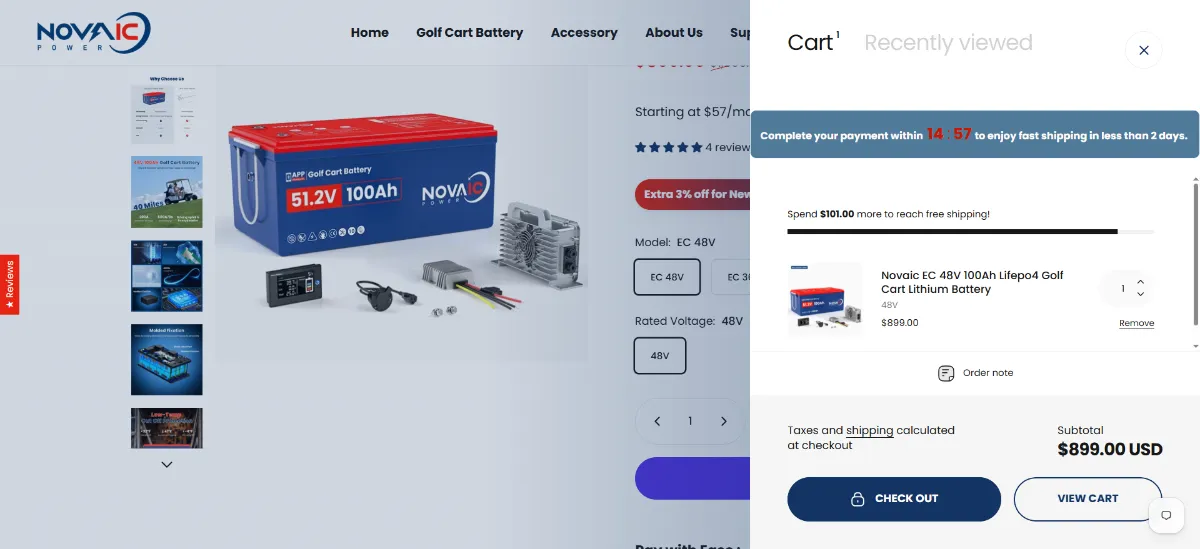 The Novaic points cart