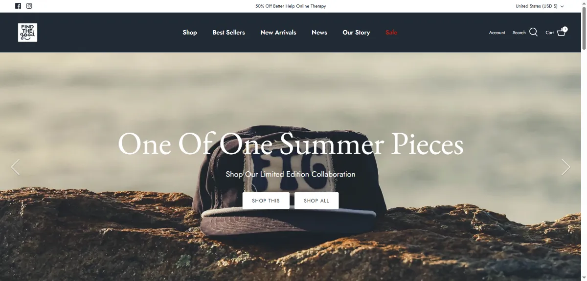 The Find The Good Brand home page