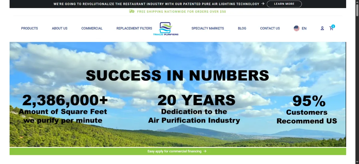 The TRACS Air Purifiers home page
