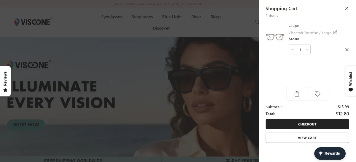 The VisoOne Eyewear cart