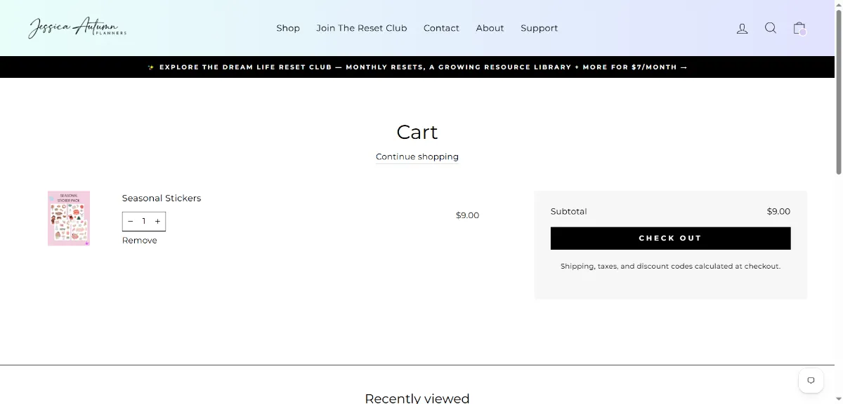 The Jessica Autumn Planners cart