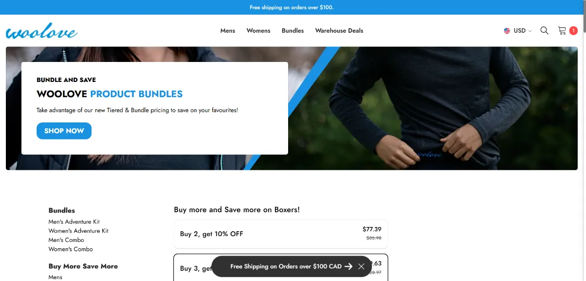 The Woolove Apparel home page
