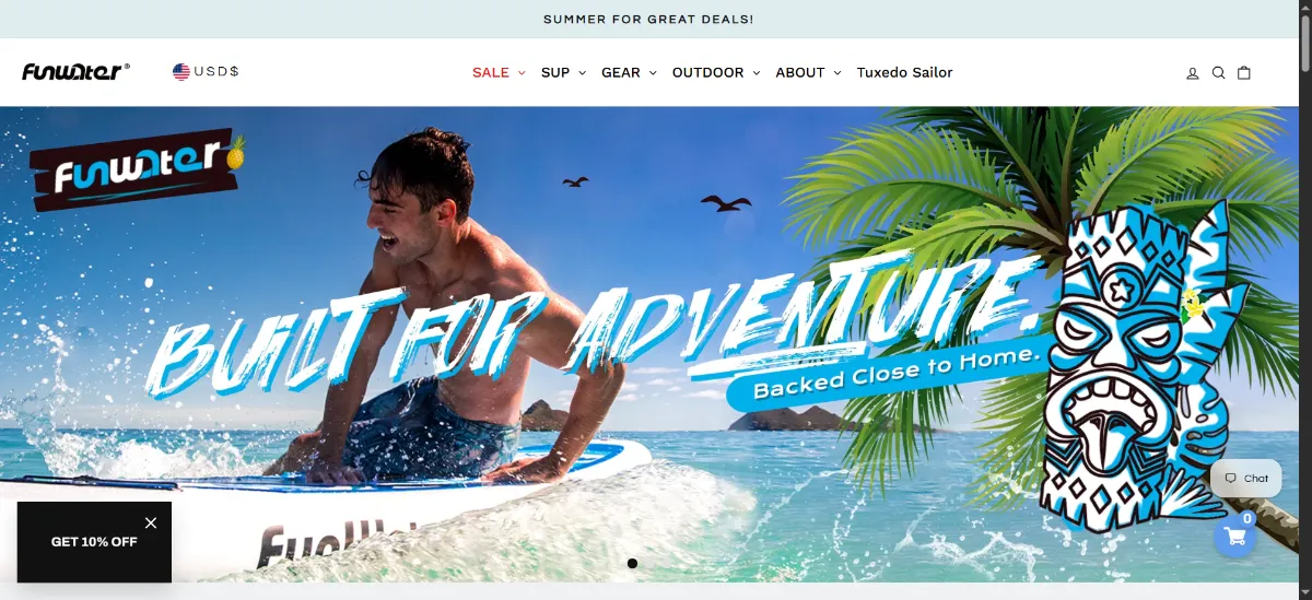 The FunWater home page