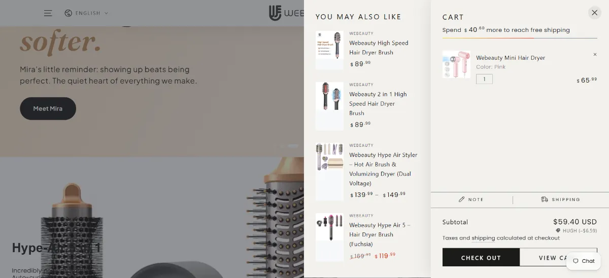 The Webeauty cart