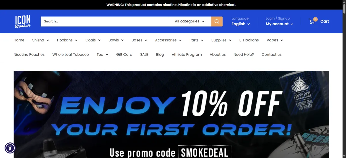 The Icon Hookah home page