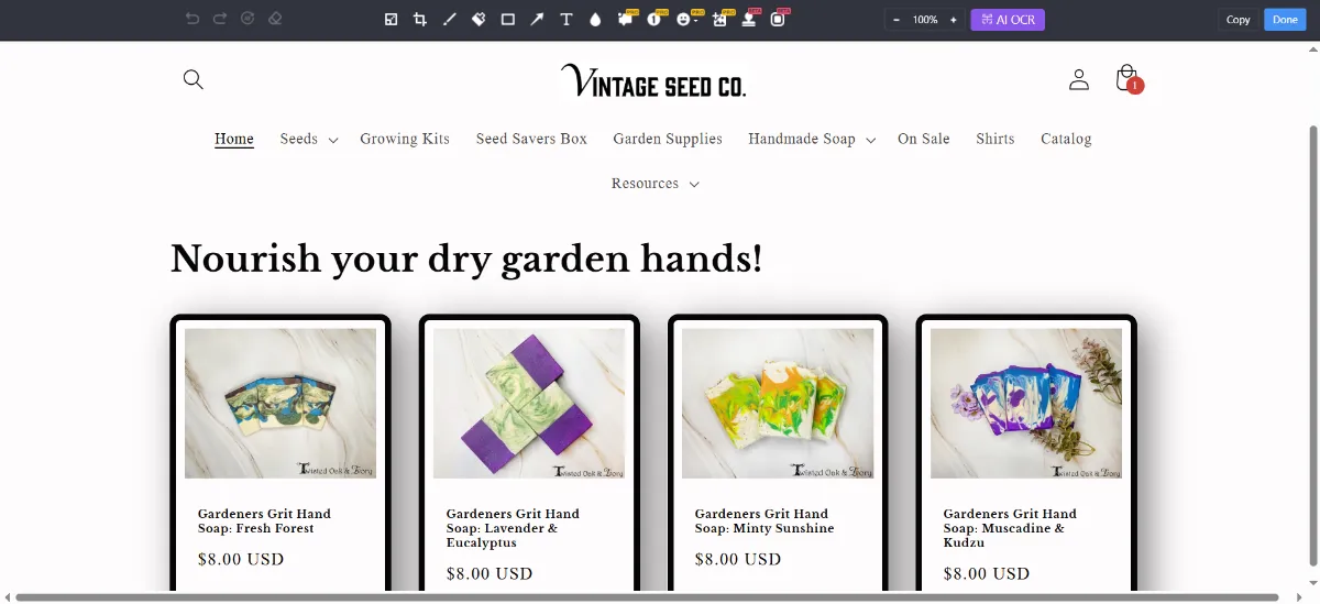 The Vintage Seed Co home page