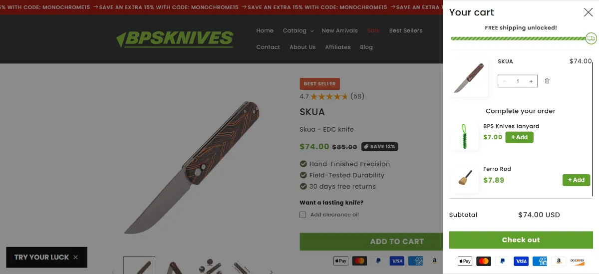 The BPS Knives cart