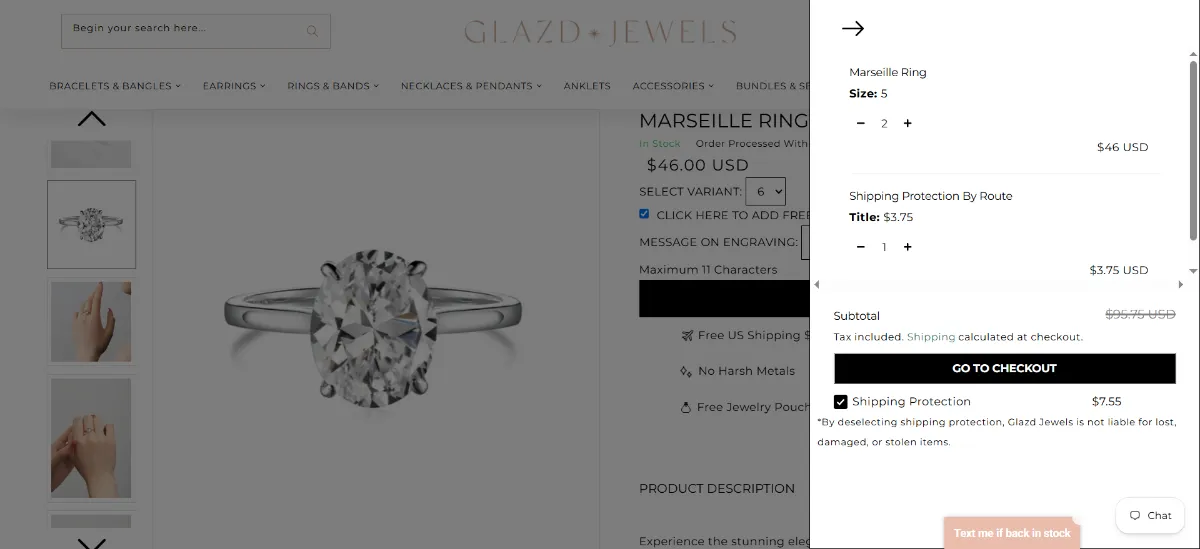 The Glazdjewels cart