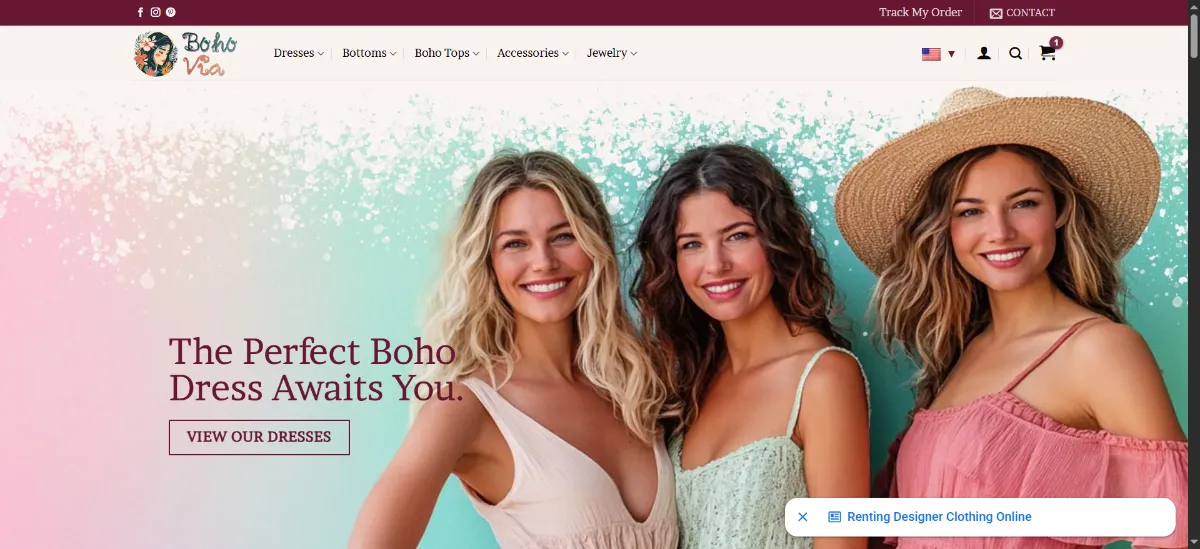 The Boho Via home page
