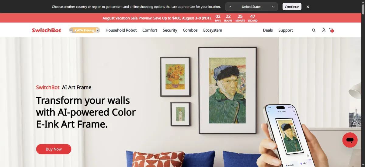 The SwitchBot home page