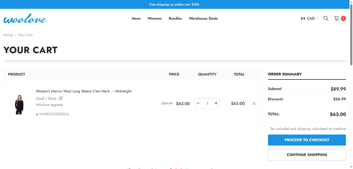 The Woolove Apparel cart