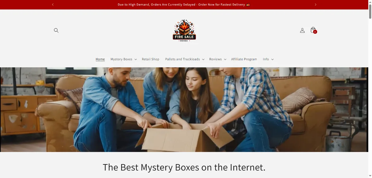 The Fire Sale Boxes home page