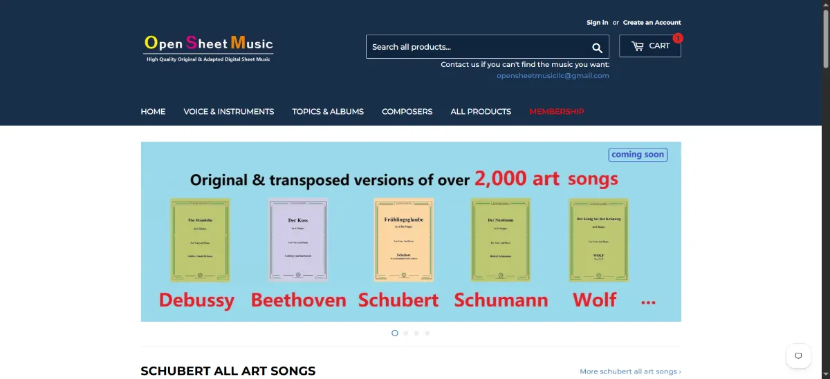 The Open Sheet Music home page
