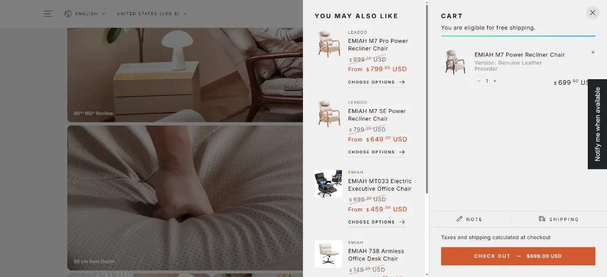 The EMIAH Store cart