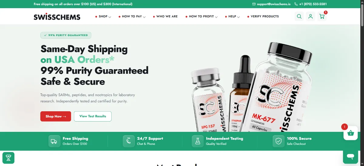 The SwissChems home page