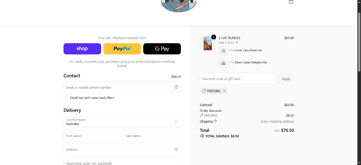 The Lies Collective checkout, with the discount code box