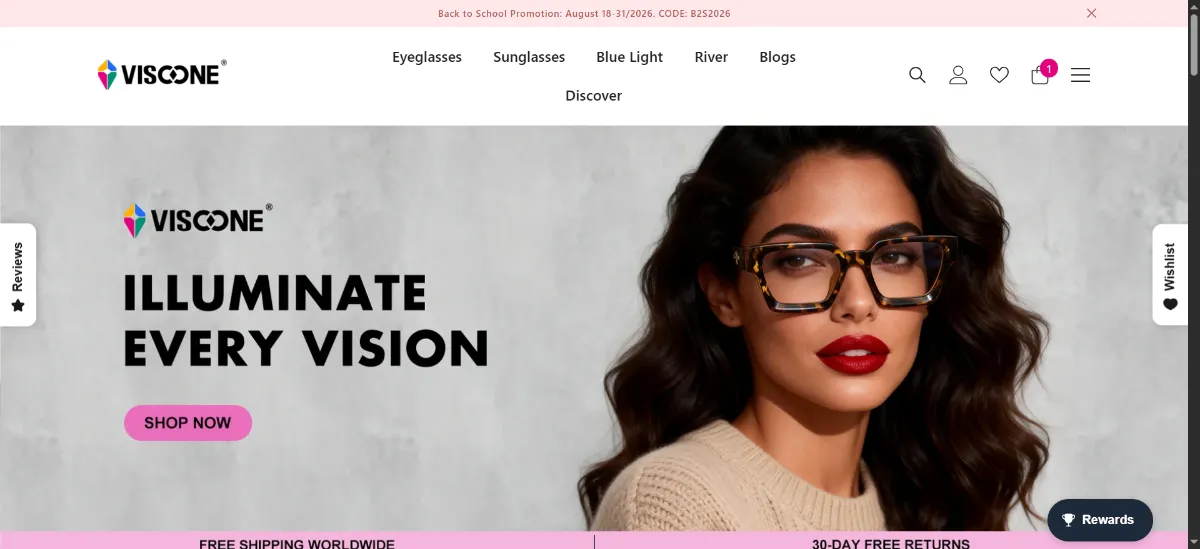 The VisoOne Eyewear home page