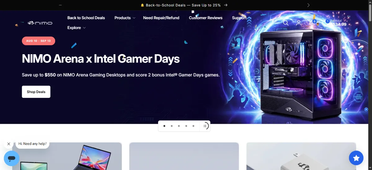 The Nimo PC home page