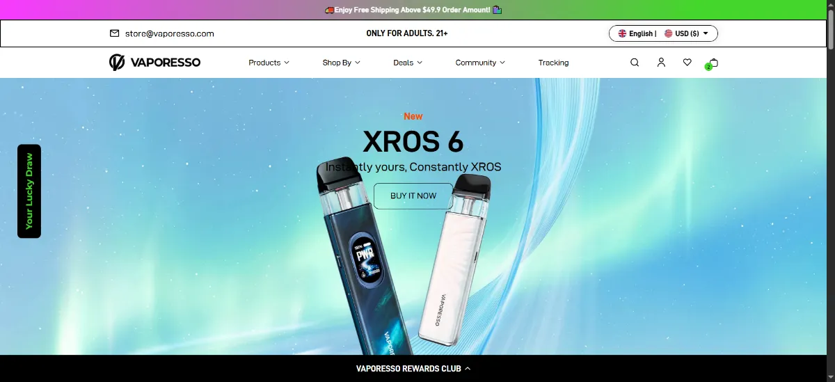 The Vaporesso home page