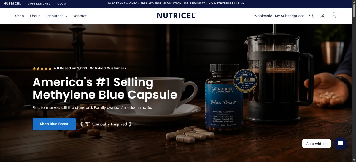 The Nutricel Supplements home page