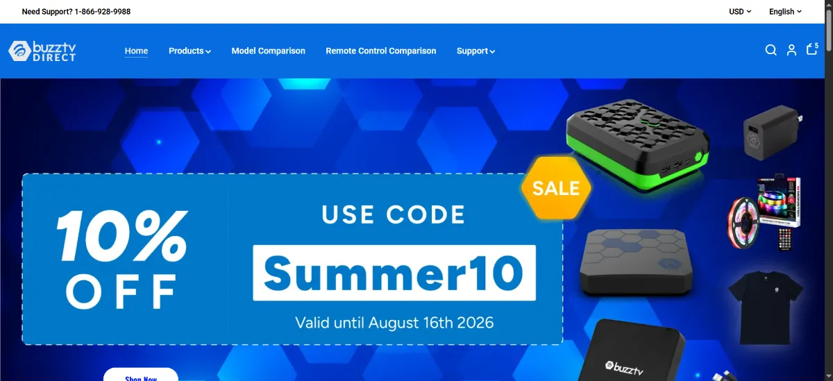The BuzzTV Direct home page