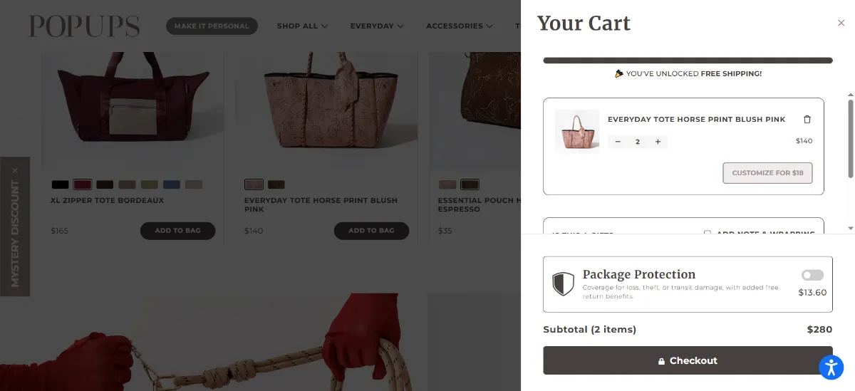 The Pop Ups Brand cart