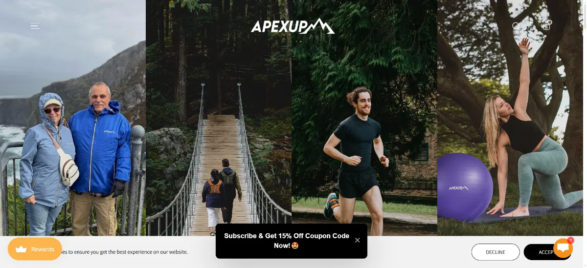 The APEXUP SHOP home page