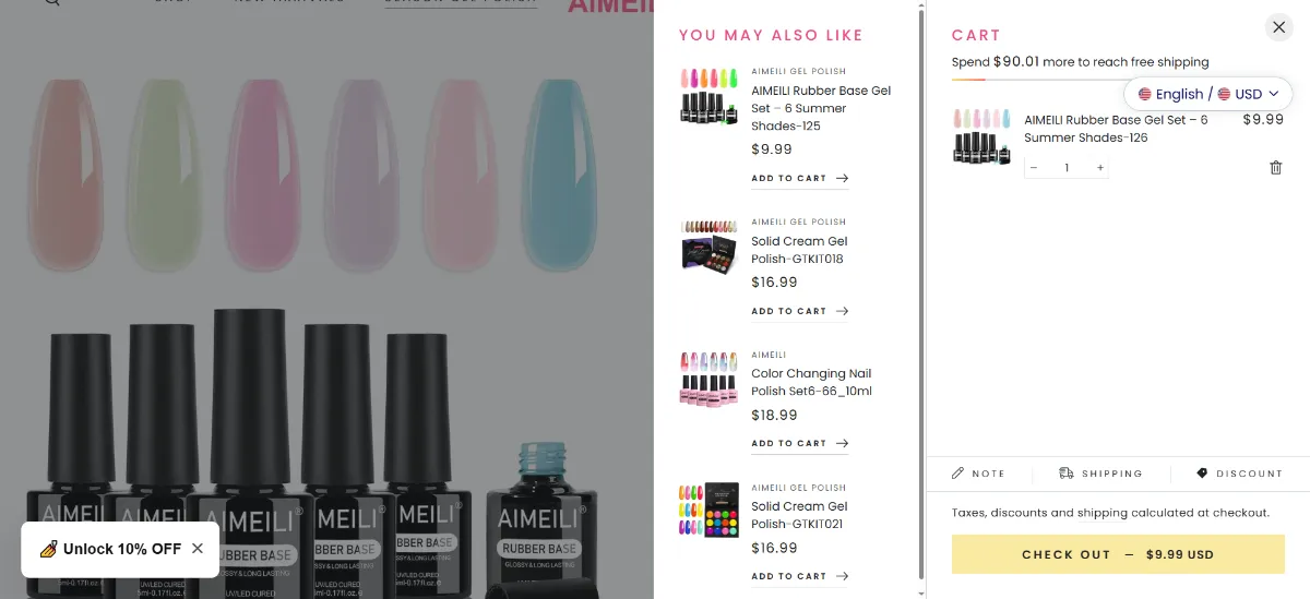The Aimeili Gel Polish cart